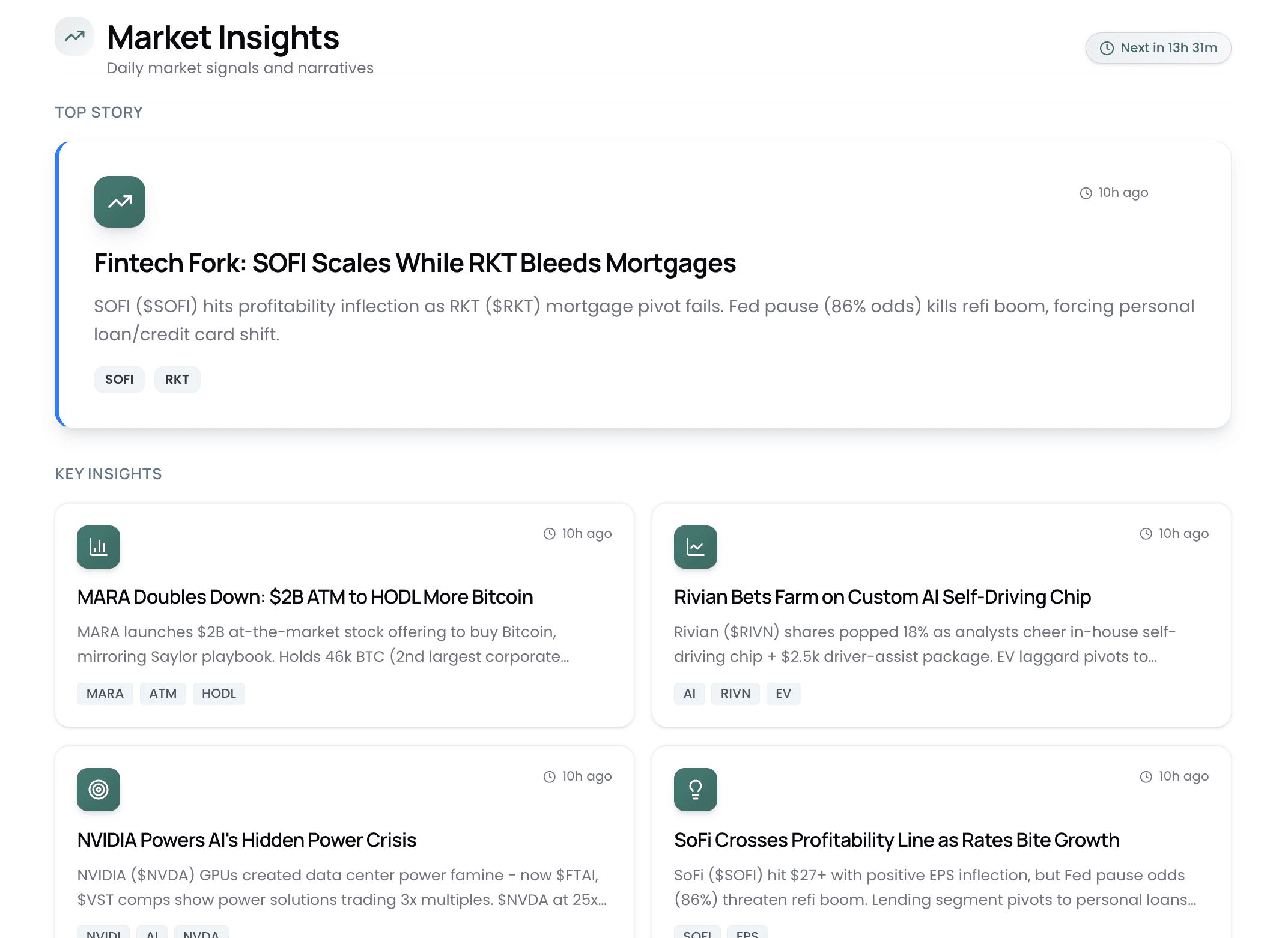 Refreshed Market Insights interface