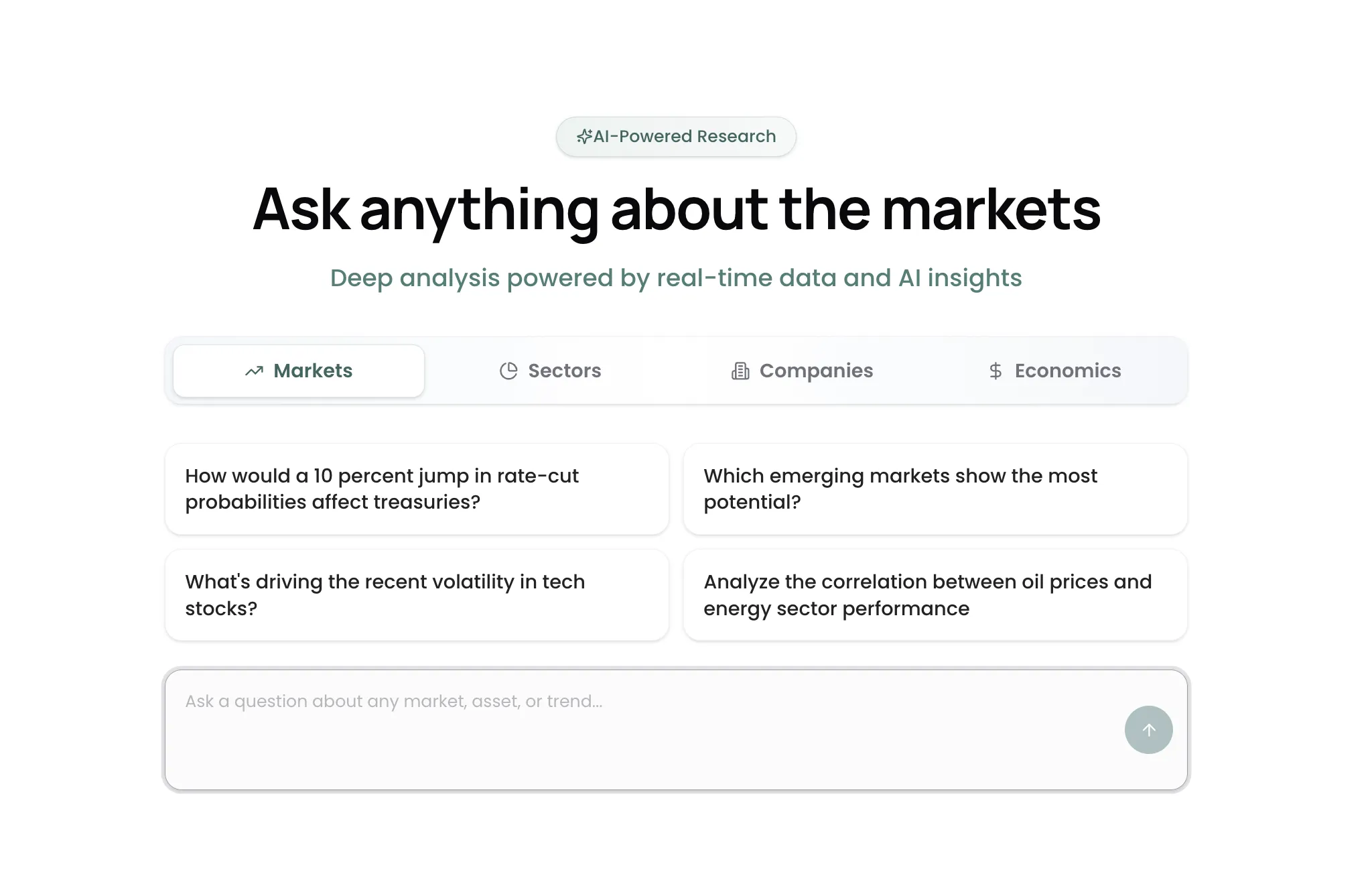 Deep Research interface showing prompt suggestions and question guidance