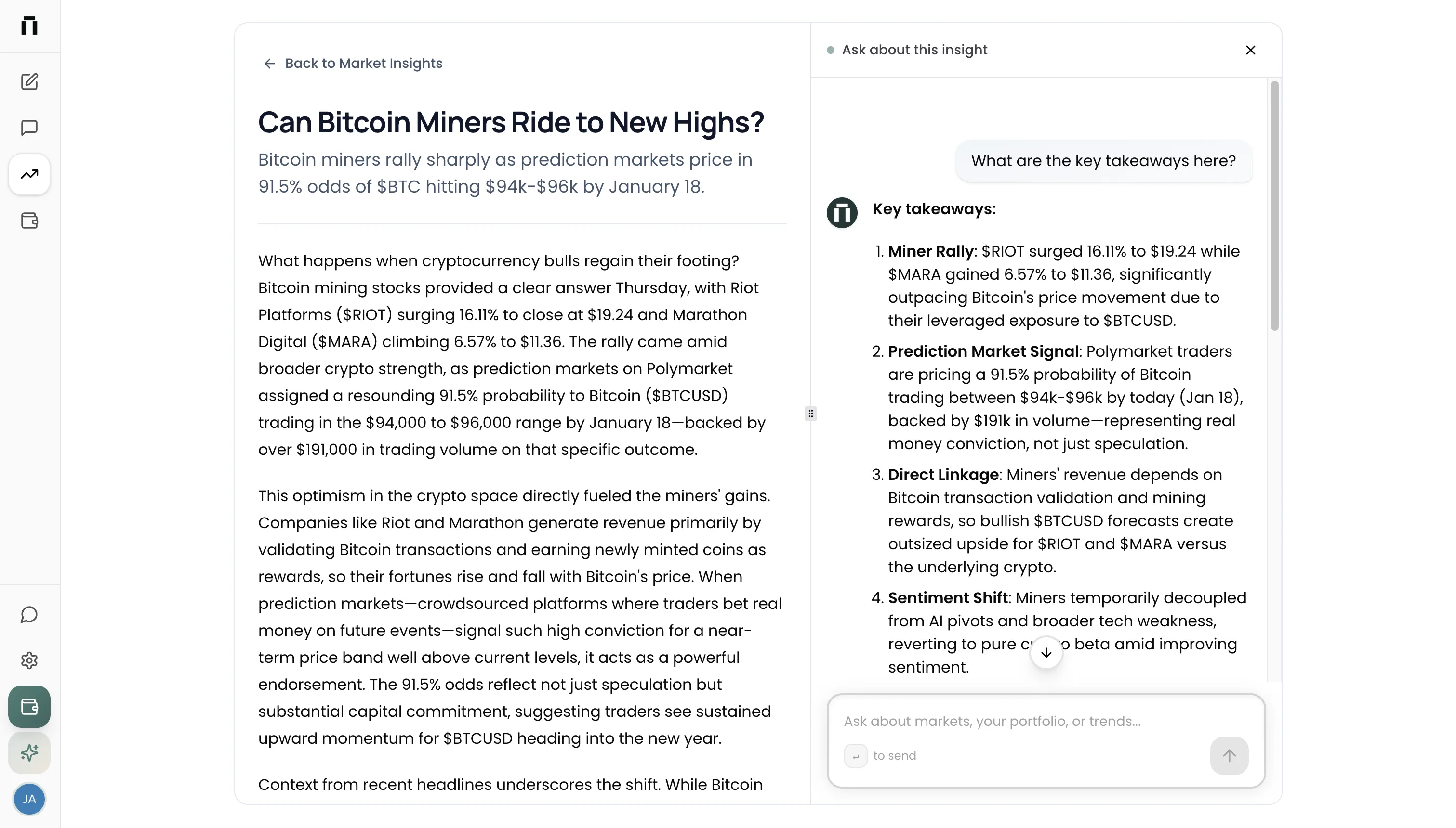 New collapsible sidebar showing navigation and thread history